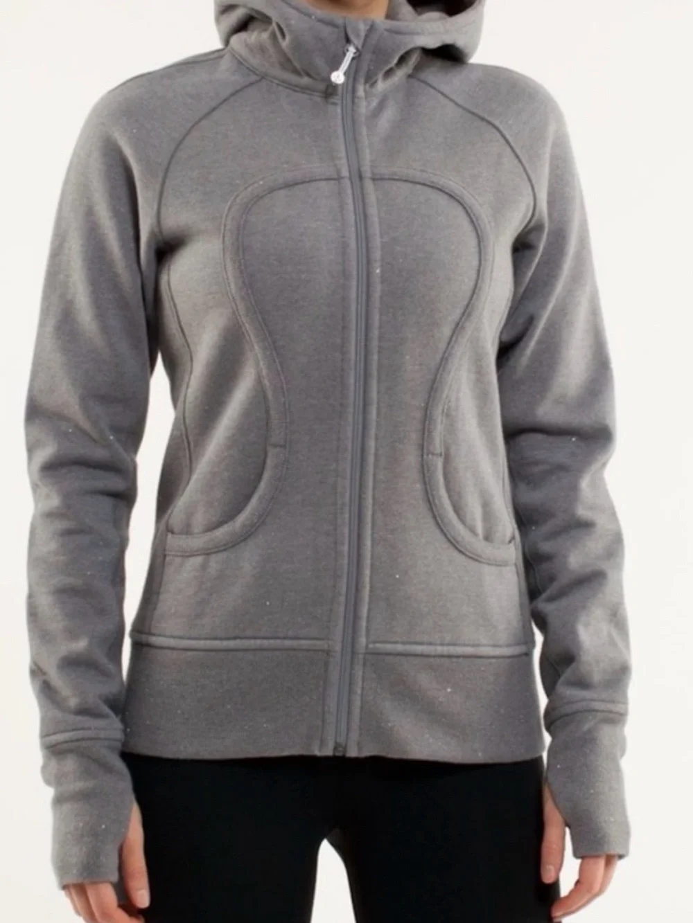 Lululemon Limited Edition Gray Sparkle 2011 Full Zip Hoodie Scuba Jacket Size 6